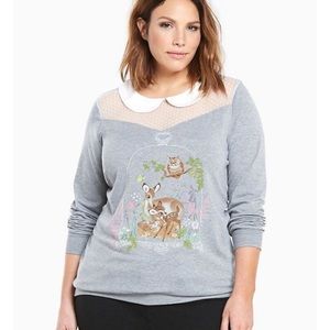 Torrid BAMBI Mesh Inset Peter Pan Collar Sweater